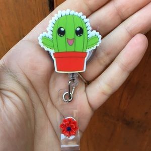 Happy Cactud Badge Holder